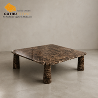 Table basse rectangulaire en marbre Cotrustone Dark Emperador, table centrale en pierre polie, mobilier de luxe pour salon