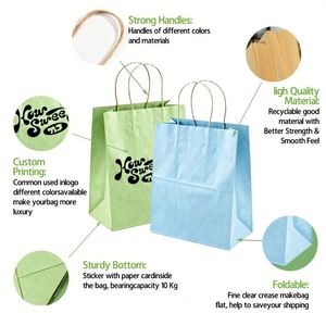 Bolsas de Regalo de Papel Kraft Clásicas Ecológicas Personalizadas, Mini, Blancas y Azules, con Fondo Plano, para Café, Embalaje Navideño - Product Image 2