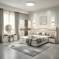 Cadre de lit king size, queen size, double, full size 180x200, 200x200 et ensemble matelas avec armoire et penderie pour lit moderne de luxe en cuir
