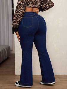 Jeans da <span class=keywords><strong>Donna</strong></span> <span class=keywords><strong>Taglie</strong></span> Forti Casual di Alta Qualità Lavati a Vita Alta Svasati in Tessuto Morbido Elasticizzato - Product Image 3