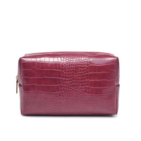 Sac de maquillage en PU de fabrication OEM, motif crocodile tendance, pochette de transport portable, fermeture éclair durable, sac cosmétique pour voyage