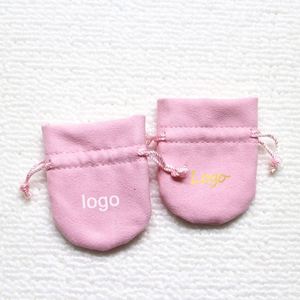 Pochettes à cordon en velours rose personnalisées pour bijoux, sacs à bracelets recyclables, logo personnalisé, taille sur mesure, logo imprimé à l'écran pour - Product Image 6