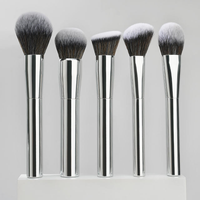 Ensemble de pinceaux de maquillage professionnels de luxe en aluminium argenté avec poils synthétiques, 10 pièces pour le visage, les lèvres et les yeux