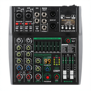Console de mixage audio professionnelle pour spectacle en direct, 4 canaux, 99 effets DSP, enregistrement BT USB, 2 stéréo, égaliseur <span class=keywords><strong>7</strong></span> bandes pour soirée - Product Image 1
