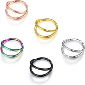 Anillo de Nariz de Doble Capa de Acero Inoxidable 316L, Sin Costuras, en Oferta |   Joyería Hipoalergénica para Perforaciones Corporales para Hombres y Mujeres - Product Image 1