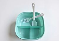 Boîte à bento mignonne en forme de lapin de dessin animé avec plateau à 3 compartiments et ustensiles assortis, récipient à lunch étanche pour enfants et adultes