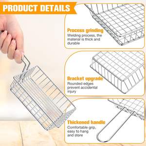 Mini paniers à frites en vrac 5,9 x 5,9 pouces avec poignée, paniers de service en fil métallique pour frites, pour cuisine et restaurant - Product Image 4