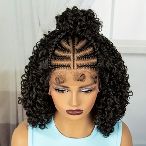 Pelucas Jennifer de Encaje Completo HD de Longitud Corta con Trenzas Africanas y Cabello de Bebé, Diseño de Trenzas Particionadas para Mujeres Negras - Product Image 5