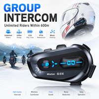 Casque de moto avec interphone de groupe 5.4, communication un-vers-plusieurs, partage de musique semi-duplex, IPX6, 1000mAh