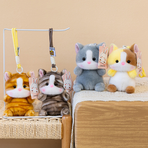 Venta al por mayor de fábrica OEM ODM Llavero de peluche de gato realista, mini gatito de peluche suave para colgante de bolso, juguete de regalo antiestrés - Product Image 2