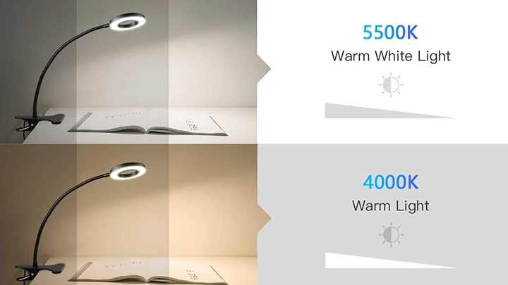 EGH Indoor Lighting LED Desk Lamp 90mm Clip Ring Black Shade