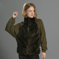 Jxwatcher Nouvelle Collection Hiver – Manteau en Laine Tricotée pour Femme, Style Ample avec Fermeture Éclair et Véritable Fourrure de Lapin Rex, Manches Longues Chaudes et Tendance