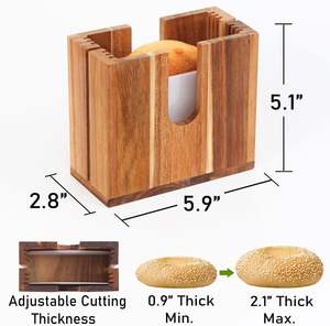 Soporte ajustable para rebanador de bagel de madera de acacia: corta bagels pequeños a grandes, bollos, magdalenas inglesas - Product Image 2