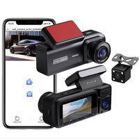 Caméra de tableau de bord pour voiture avec 3 objectifs, 3 caméras, WIFI, enregistrement en boucle, vision nocturne infrarouge, dashcam pour voitures