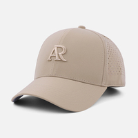 Casquette de golf de performance haut de gamme OEM en gros, imperméable, personnalisée avec logo 3D brodé ton sur ton et perforations découpées au laser