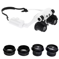 10X/15X/20X/25X LED Magnifier Double Eye Glasses Loupe Lens 8-Lens LED Lamp Strap Glasses for Jeweler Watch Repair Metal