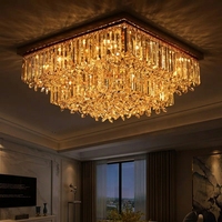 Lustre de plafond moderne de luxe en acier inoxydable chromé avec LED et fleurs en cristal, interrupteur inclus, pour salle à manger, hôtel, cuisine