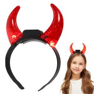 Bandeau de tête en cristal rouge LED d'origine Nicro, cornes de <span class=keywords><strong>diable</strong></span>, costume lumineux d'Halloween, bandeau de cheveux lumineux, fournitures de fête néon - Product Image 2