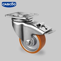Roulettes pivotantes industrielles en aluminium et polyuréthane CASCOO 125 mm, couleur marron, capacité de charge 350 kg, pour meubles et cuisine