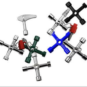 4 in 1 Cross Switch <b>Key</b> Wrench for Train Electrical Cupboard Elevator Cabinet Water Meter Valve Universal <b>Square</b> Triangle Hole - Product Image 1