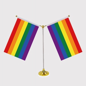 <strong>Custom</strong> Design All National <strong>Flags</strong> Printed Metal Double Pieces Brazil <strong>Desk</strong> <strong>Table</strong> <strong>Flag</strong> Metal Stand with Pole - Product Image 3