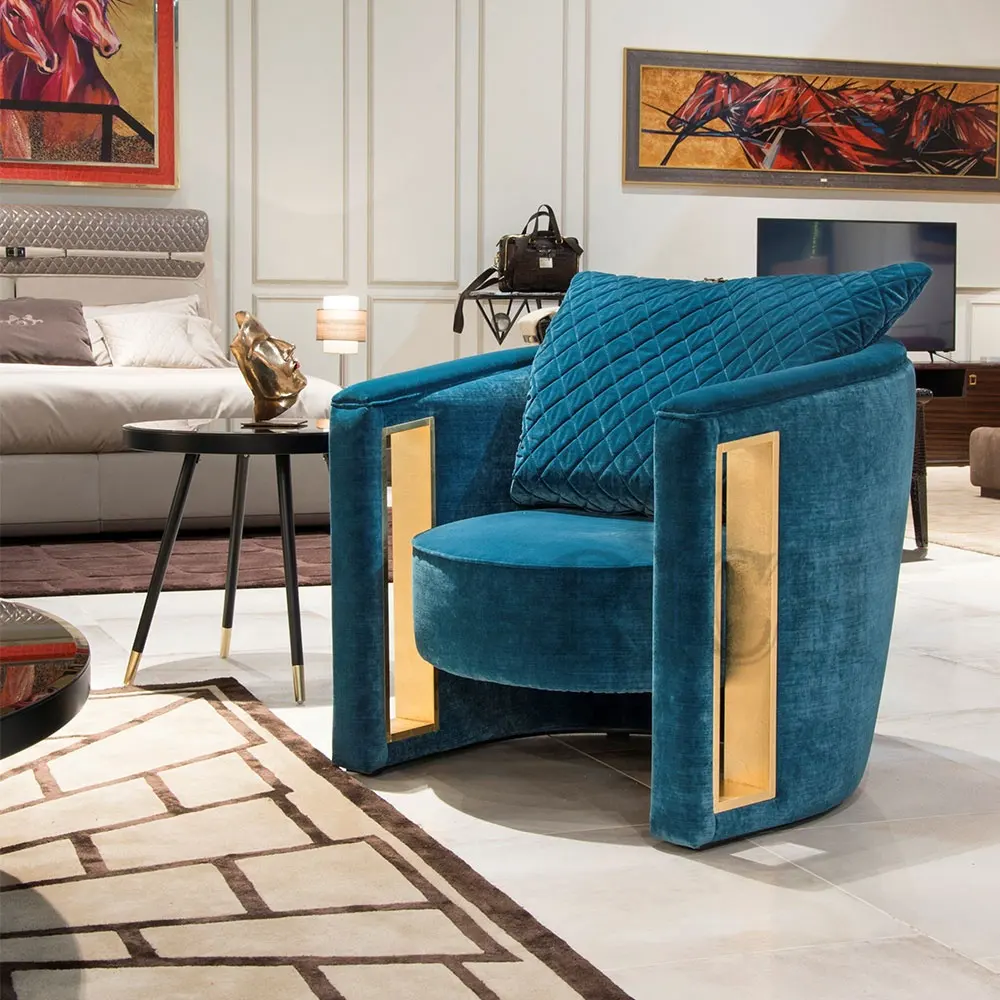 Диван для семейной комнаты, Элегантный Большой Диван, синяя гостиная, современный одноместный диван
