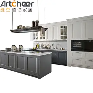 American Style Luxury Design Solid Wooden Kitchen Cabinets With Kitchen Pantry Cupboards RTA Shaker Design For Sale