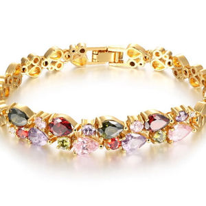 モナリザジルコン色ダイヤモンド二層クリスタル新品スタイル銅ブレスレット - Product Image 1