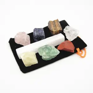 Factory Hot Irregular Healing Stones Box Set Kits Seven Chakras Craft Decorative Wire Crystal Gemstone For Sale Worry Stone