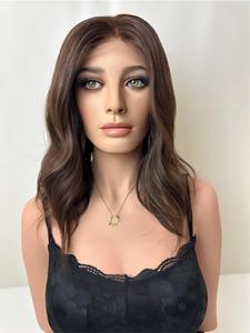 Nouvel arrivage de cheveux humains européens Brunette neutre avec blonde sur toute l'alopécie Perruque médicale Luxe Perruque HD Lace Front à nœud unique - Product Image 2