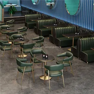商業レストランのソファテーブルと椅子の組み合わせ防水大理石パターンテーブルビストロカフェU字型カードシートソファ
