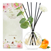 Diffuseur de parfum en rotin 100 ml, coffret cadeau, bouteille en verre ronde, fleur d'eucalyptus artificielle pour la décoration de la maison et du salon