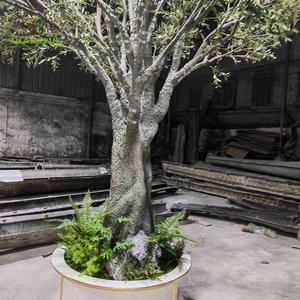 Pohon Zaitun Palsu Raksasa dengan Pot Putih dan Pakis di Bagian Bawah - Product Image 5
