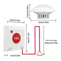 Sistema de Llamada de Emergencia Inalámbrico con Botón de Cuerda SOS y Luz Receptora, Alarma de Llamada para Enfermeras en Baños, para Hogares de Ancianos y Hospitales