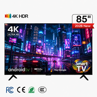Televisor Inteligente Android 4K de 85 Pulgadas con Montaje en Pared, Marco Metálico y Cristal Templado para Hoteles, Salas de Reuniones y Uso Comercial