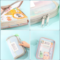 Sac à documents en maille en forme de L, sac à dossiers transparent, grande ouverture, style fermeture éclair, sac à main pour étudiants, pochette de rangement pour devoirs