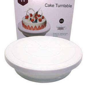 อุปกรณ์ทำเค้กสีขาวขายดี จานหมุนพลาสติกสำหรับตกแต่งเค้ก - Product Image 3