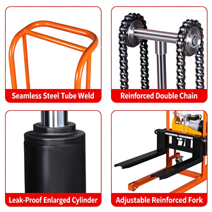 Chariot élévateur manuel hydraulique 1 tonne à levage élevé, transpalette à fourches réglables pour entrepôt, certifié CE, kit professionnel, nouveauté, offre spéciale - Product Image 3