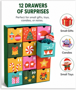 Luxury 12 Day <b>Christmas</b> Advent Calendar <b>Box</b> with Drawers Green Rigid Paperboard Mystery Blind <b>Box</b> for Kids Toy Packaging <b>Box</b> - Product Image 3