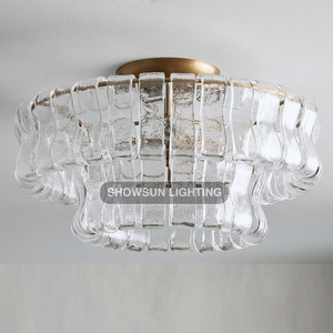 Lámpara de techo principal para sala de estar americana, dormitorio antiguo de restaurante, Araña de cristal transparente o humo de gama alta francesa de lujo