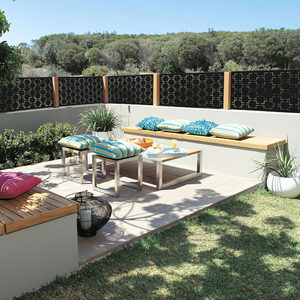 Paravent d'intimité extérieur en métal sur mesure de 6 pieds, panneau de séparation de jardin en acier découpé au laser avec support, paravent décoratif moderne - Product Image 4