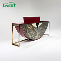Console haut de gamme avec plateau en marbre, table d'entrée de luxe en acier inoxydable, mobilier moderne pour salon, idéal pour projets de villas