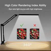 Lampe de bureau LED à pince réglable, design moderne en aluminium, protection des yeux, intensité variable, lampe de table électrique pour la lecture et le travail