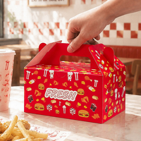 Boîte d'emballage personnalisée jetable écologique en carton blanc pour la restauration rapide, les hamburgers, les poulets frits, les frites, les collations à emporter