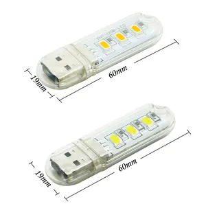 LEDライトUSBナイトライトポータブルディスクランプ3LED1.5W読み取りカラフルランプDC5Vパワーバンクパワードキャンプ電球