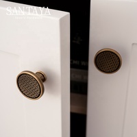Poignée de luxe Santaya en laiton antique, bouton de tiroir et de placard en bronze pour cuisine