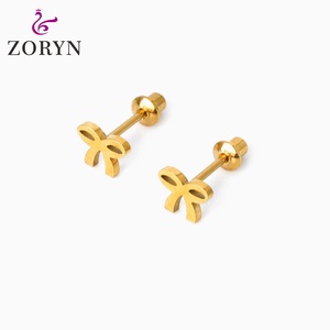 Waterproof PVD 18K Gold Plated 316L Steel Screw <b>Back</b> <b>Earrings</b> Hexagon Shape for Women Office Outfits Casual Minimalist Jewelry - Product Image 2