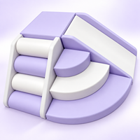 Centre de jeux gonflables pour enfants violet pastel avec piscine à balles, toboggan, structure d'escalade souple et carrousel pour location événementielle et équipement de terrain de jeux