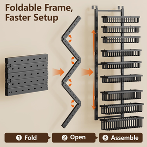 New 9 Layer Foldable Hanging <b>Storage</b> <b>Rack</b> Wire Basket Over the Pantry Door Utility Organizer for <b>Kitchen</b> Cabinet Closet Bathroom - Product Image 2