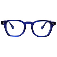 Monture optique en acétate bleu de haute qualité, épaisse, avec charnière solide, style vintage rétro, en stock, montures de lunettes en acétate